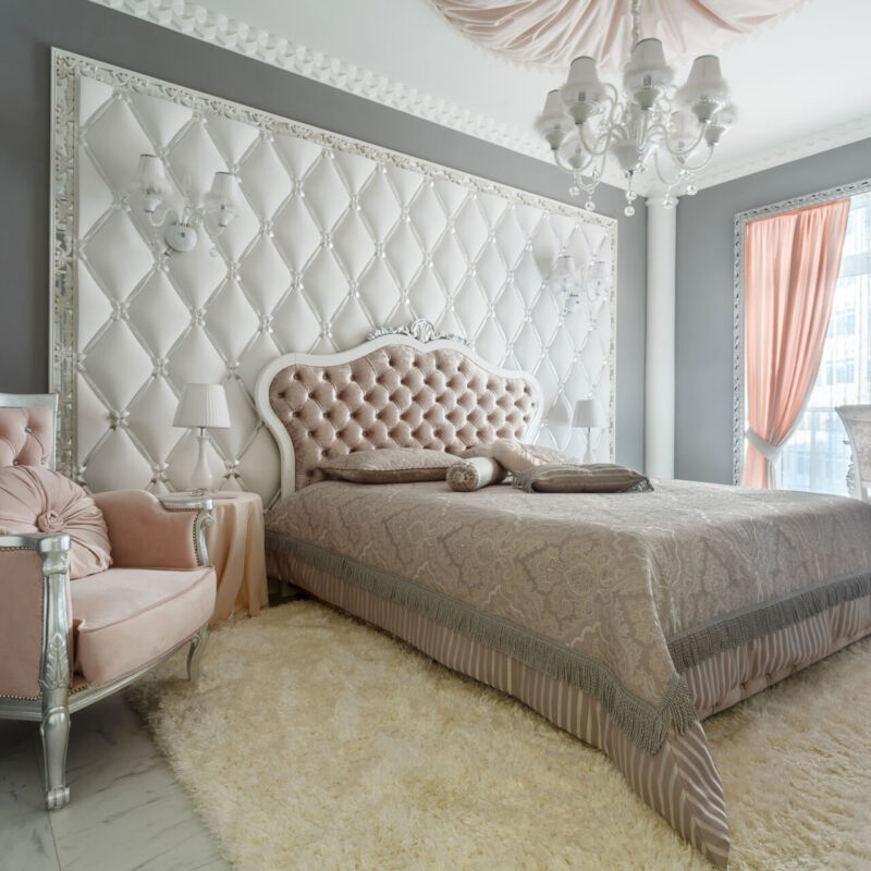 Interior of a classic style bedroom in luxury apartment