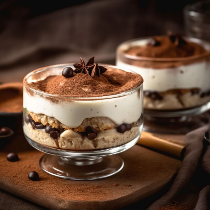 Atmospheric photo of tiramisu dessert
